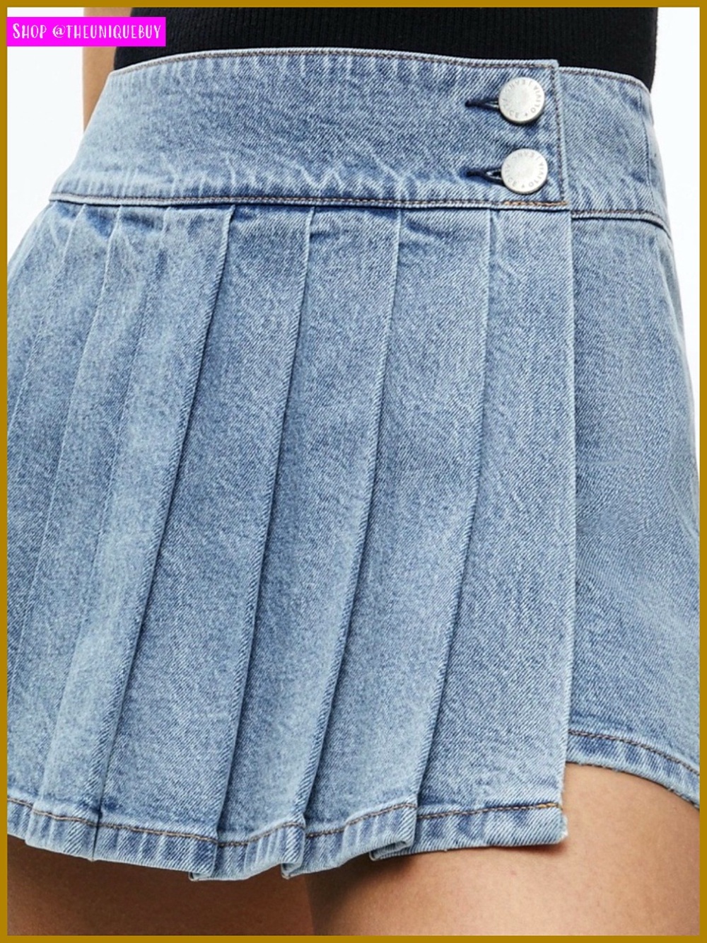 Alice + Olivia Noah Blue Denim Pleated Skort Skirt